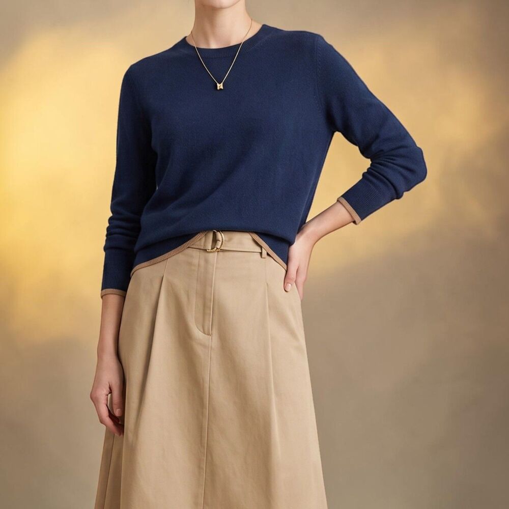 Orvis Navy Minimalist Cashmere Crew Neck Sweater